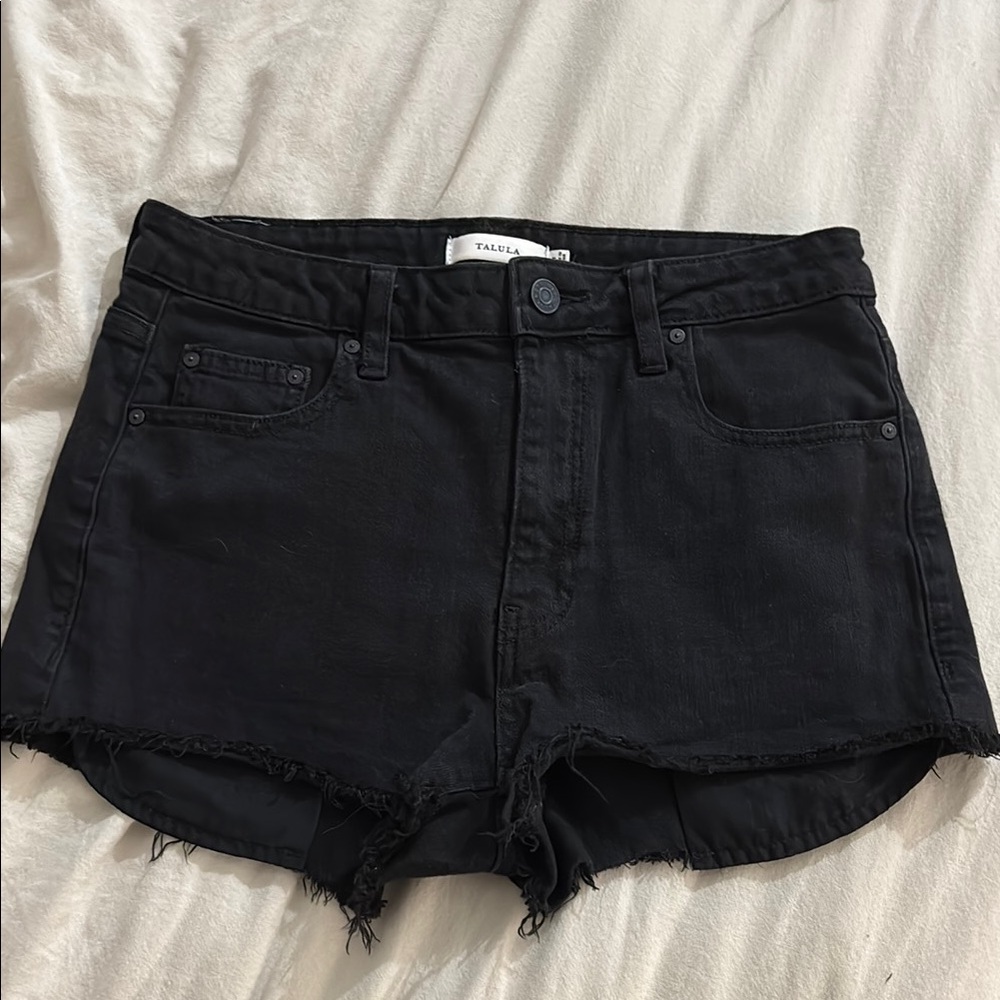 Aritzia Black Jean Shorts Distressed Cut-Off Style